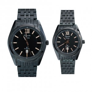 Alexandre Christie AC 8501 Full Black Rosegold Tick Couple